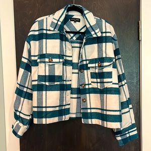 Love Tree short turquoise shacket